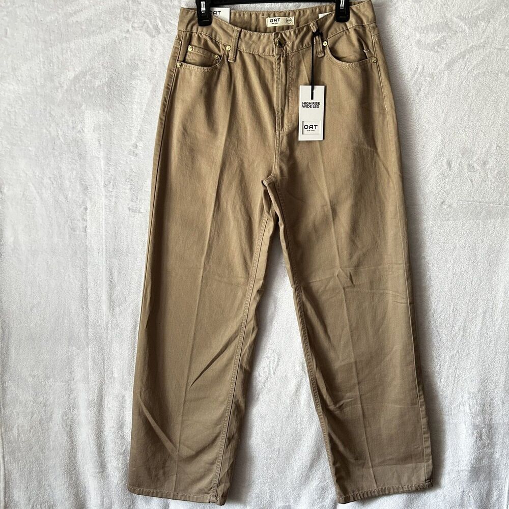Oat New York High Rise Wide Leg Jeans Womens 8/29 Brown Tan